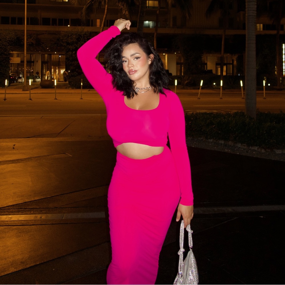 Hot pink skirt set